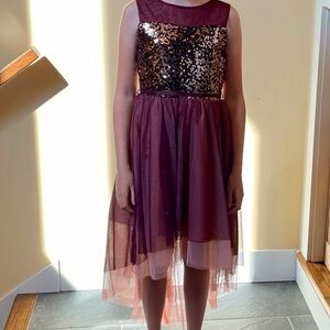 Burgundy Sequin and Tulle Dress